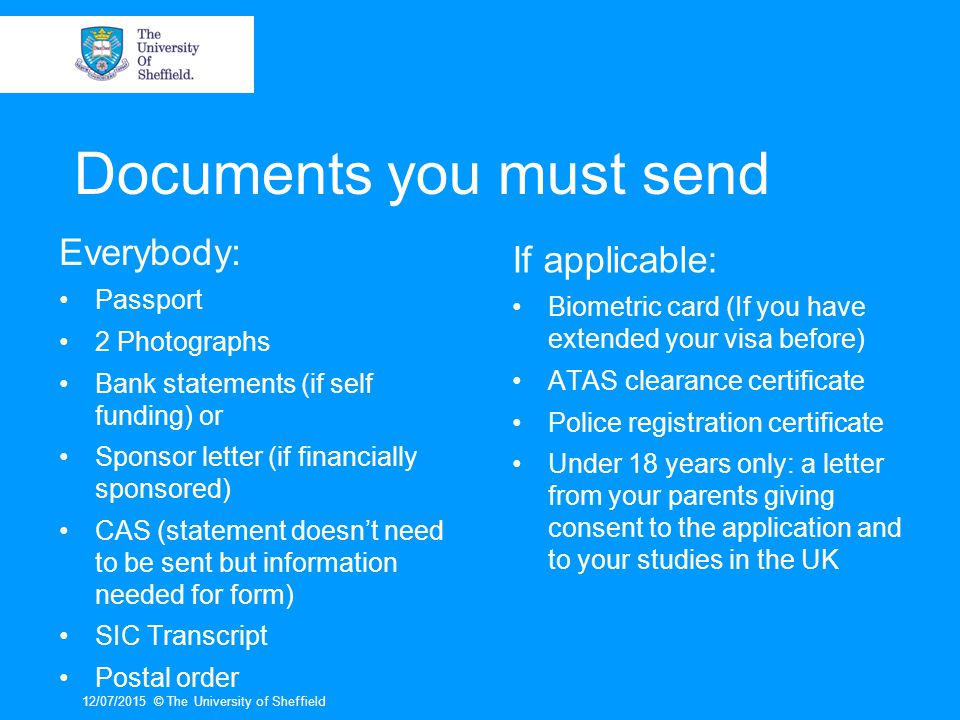 Documents you must send