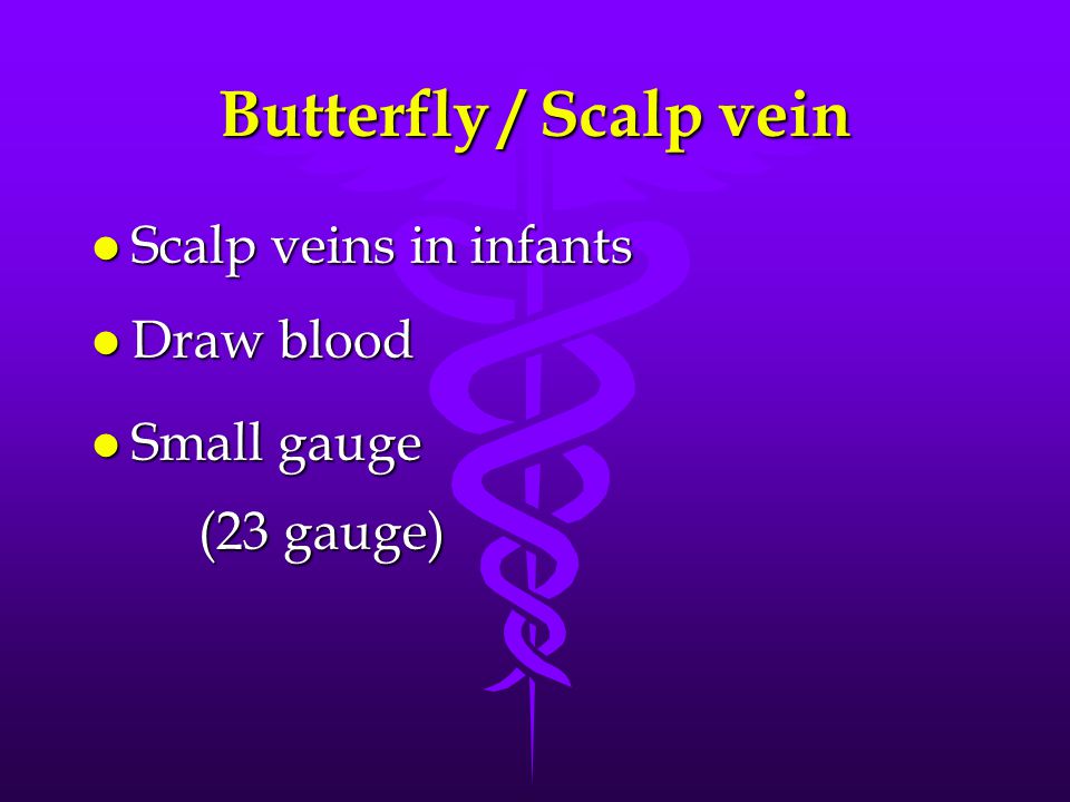 Butterfly / Scalp vein Scalp veins in infants Draw blood