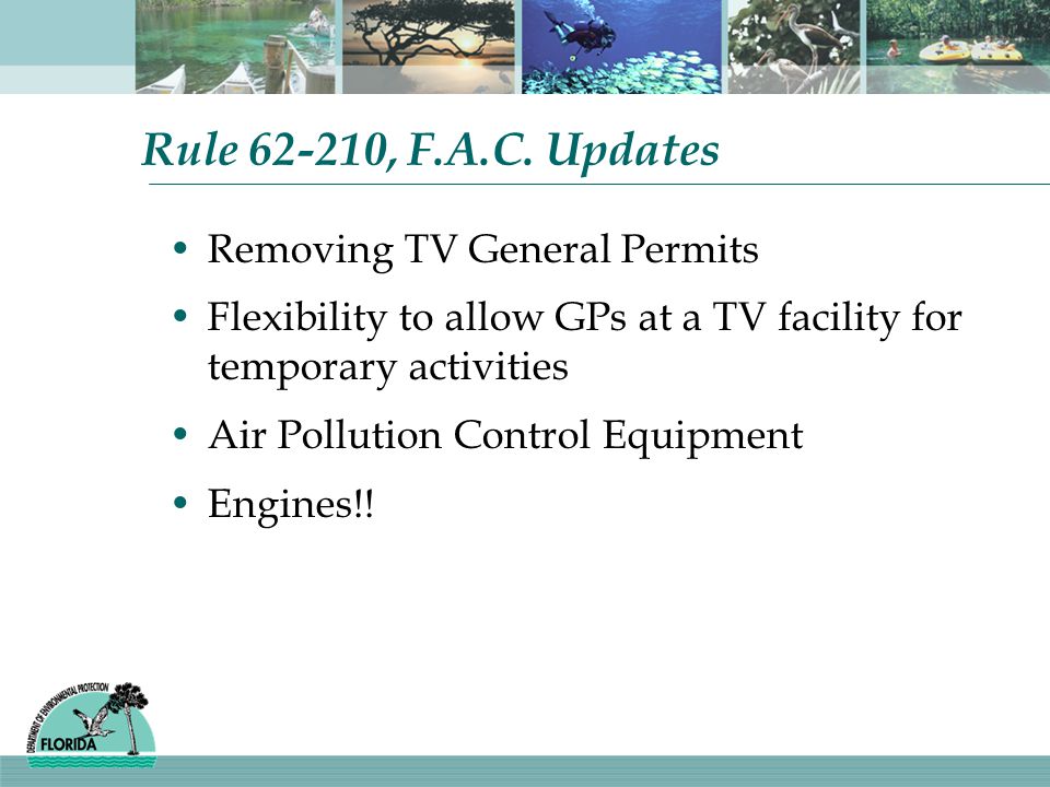 Rule , F.A.C. Updates Removing TV General Permits