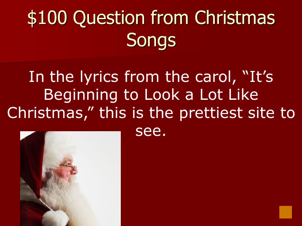 $100 Question from Christmas Songs