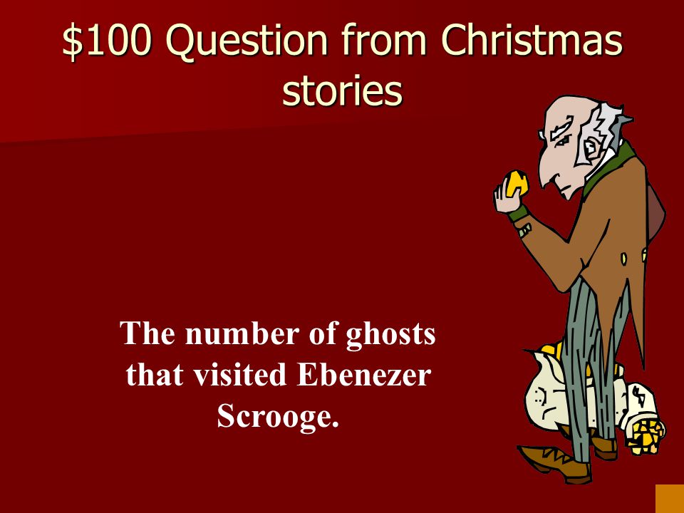 $100 Question from Christmas stories