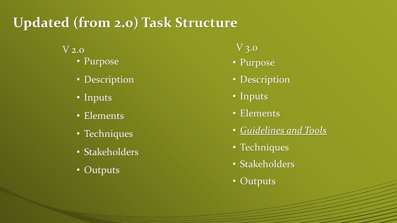 Updated (from 2.0) Task Structure