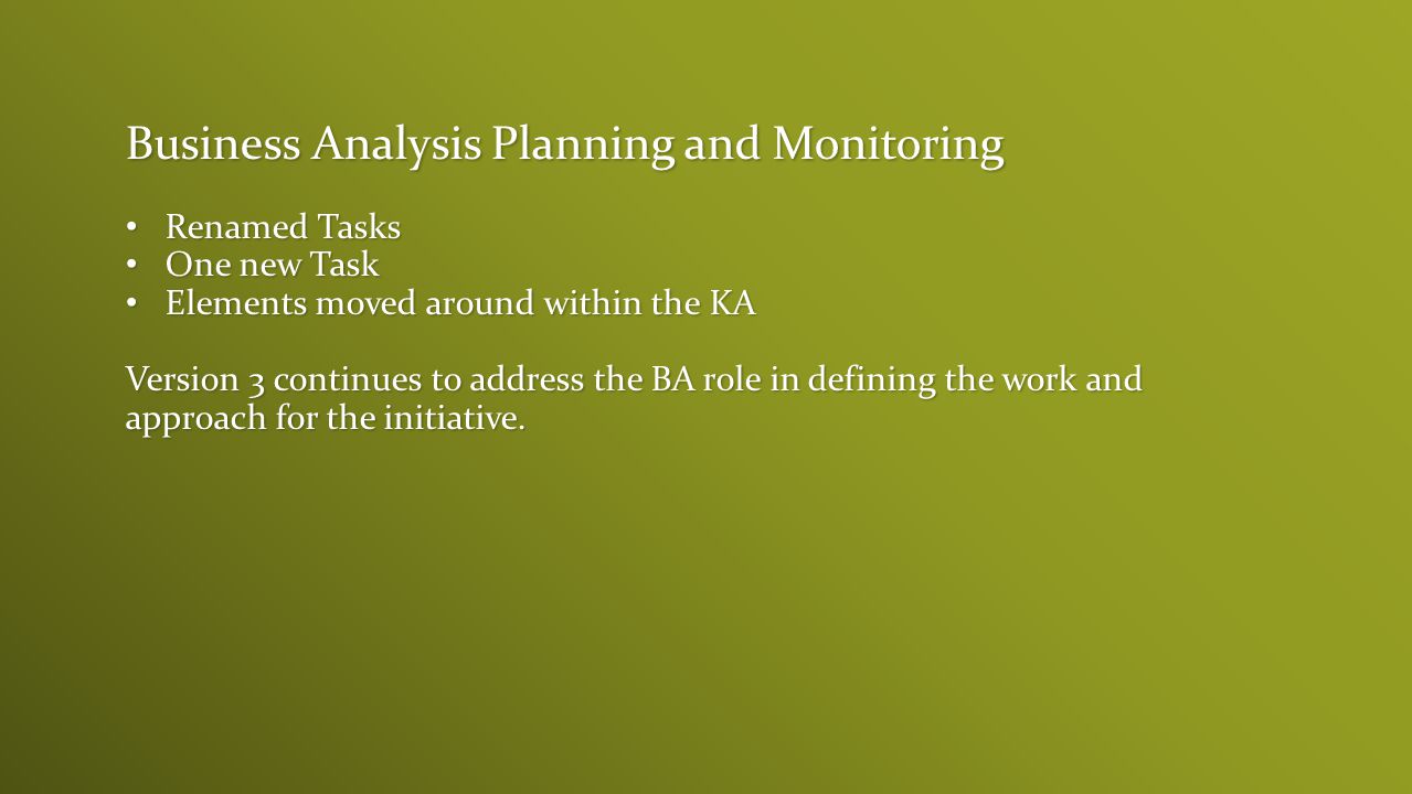 Business Analysis Planning and Monitoring