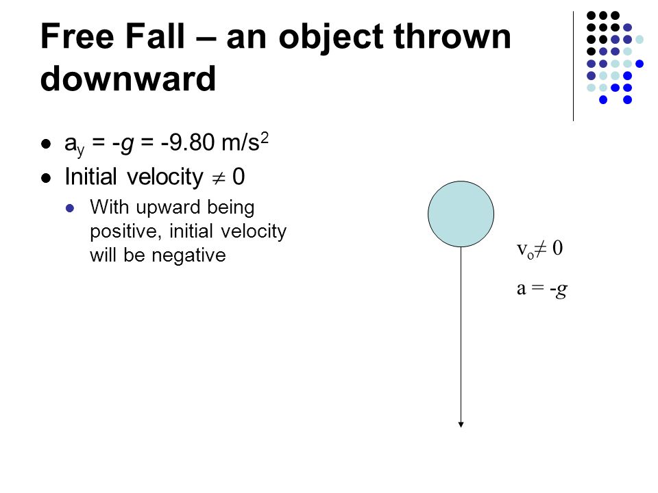 Free Fall – an object thrown downward