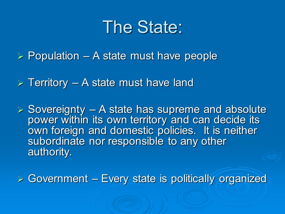The State: Population – A state must have people