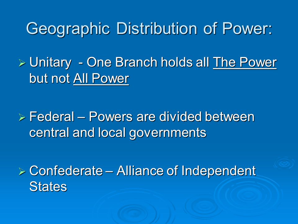 Geographic Distribution of Power: