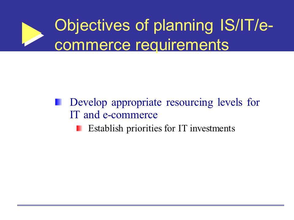 Objectives of planning IS/IT/e-commerce requirements