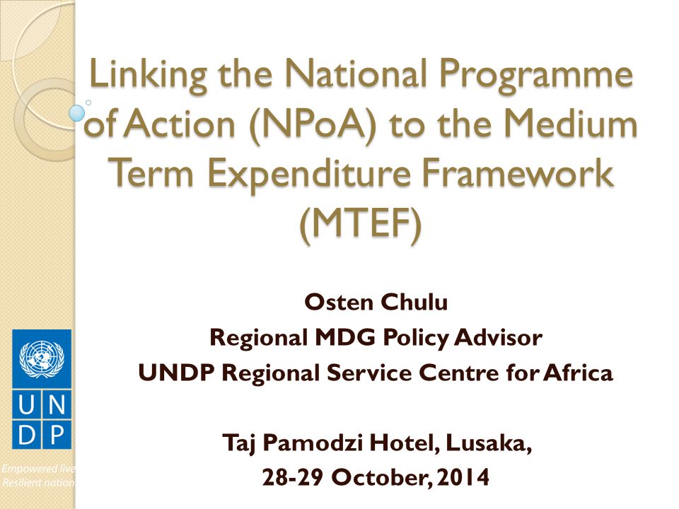 Linking the National Programme of Action (NPoA) to the Medium Term Expenditure Framework (MTEF)