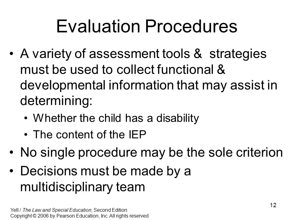 Evaluation Procedures