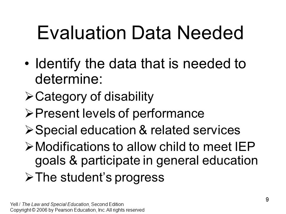 Evaluation Data Needed
