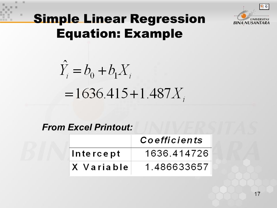 Simple Linear Regression Equation: Example