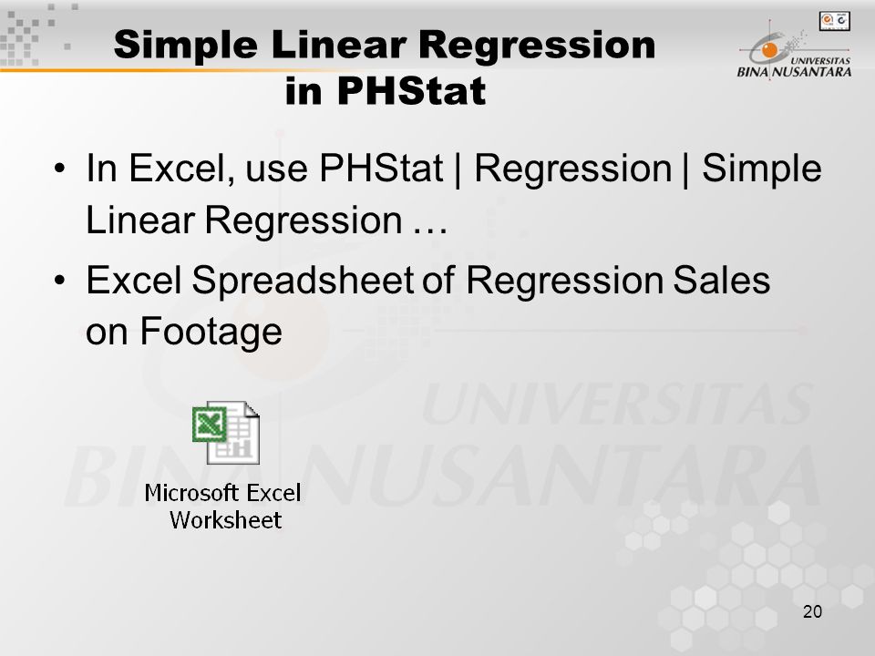 Simple Linear Regression in PHStat