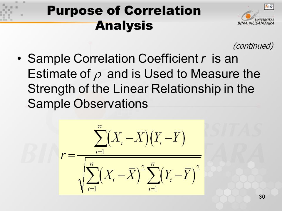 Purpose of Correlation Analysis