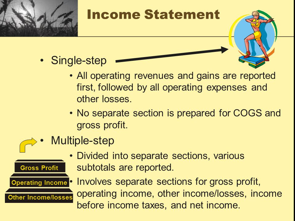 Income Statement Single-step Multiple-step