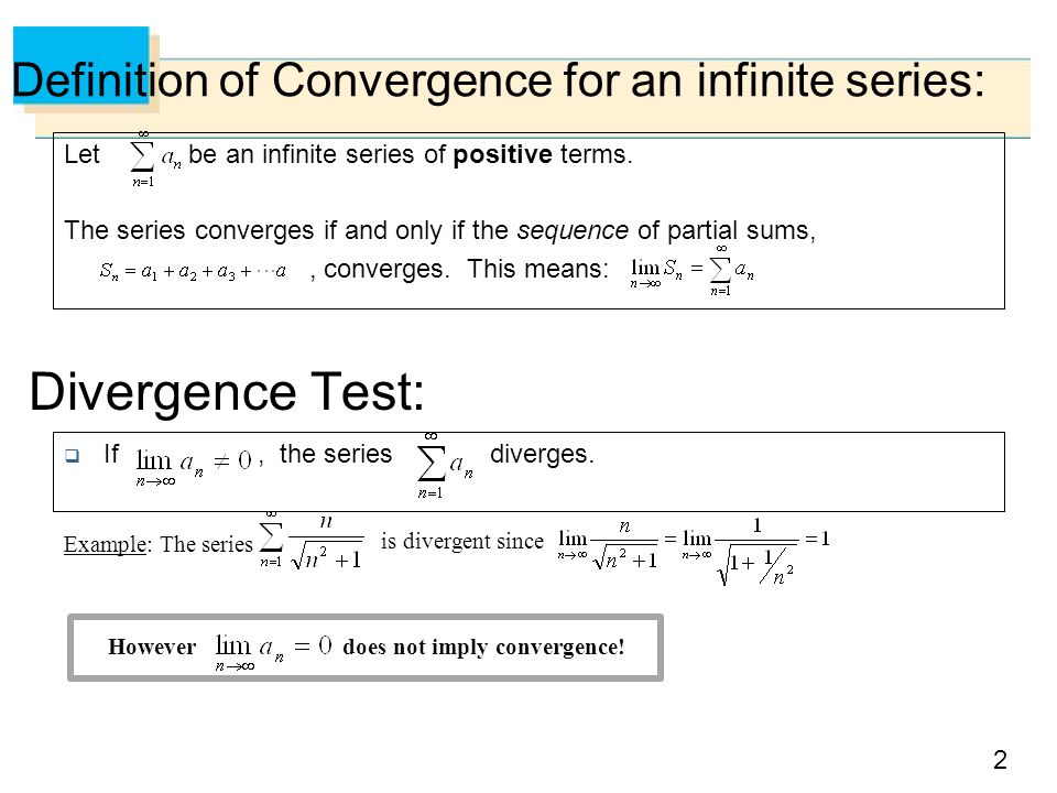 Definition of Convergence for an infinite series:
