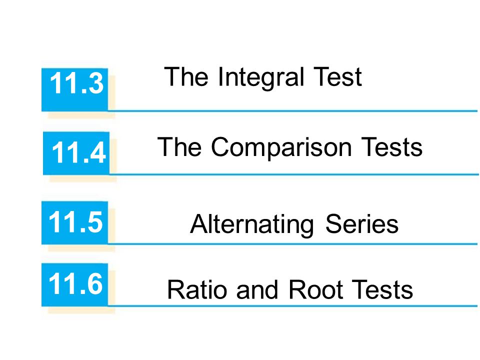 The Integral Test The Comparison Tests
