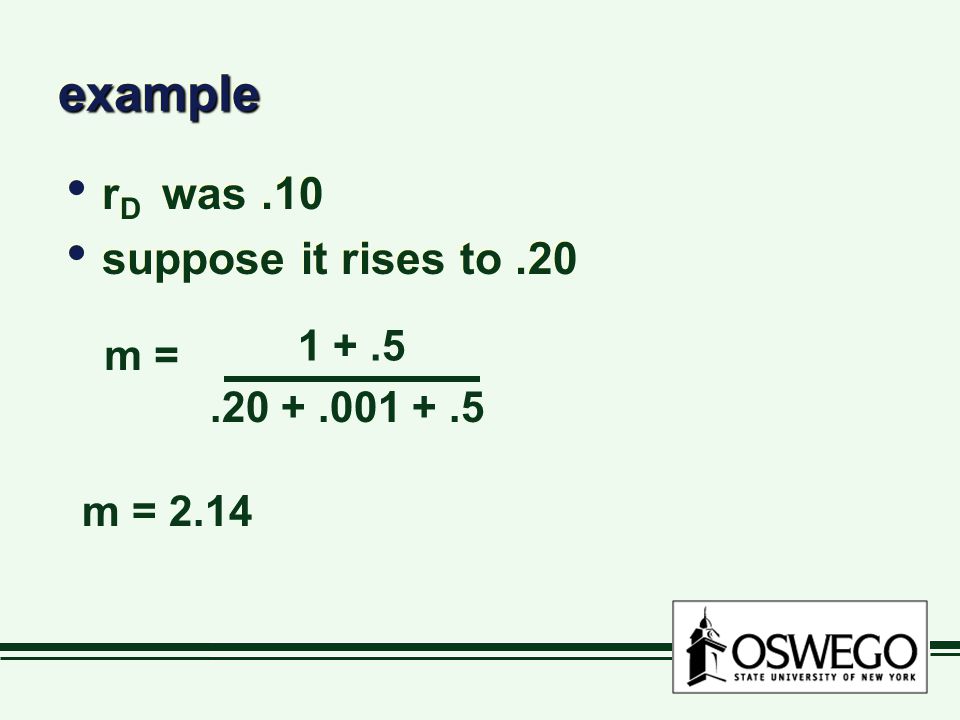 example rD was .10 suppose it rises to m =