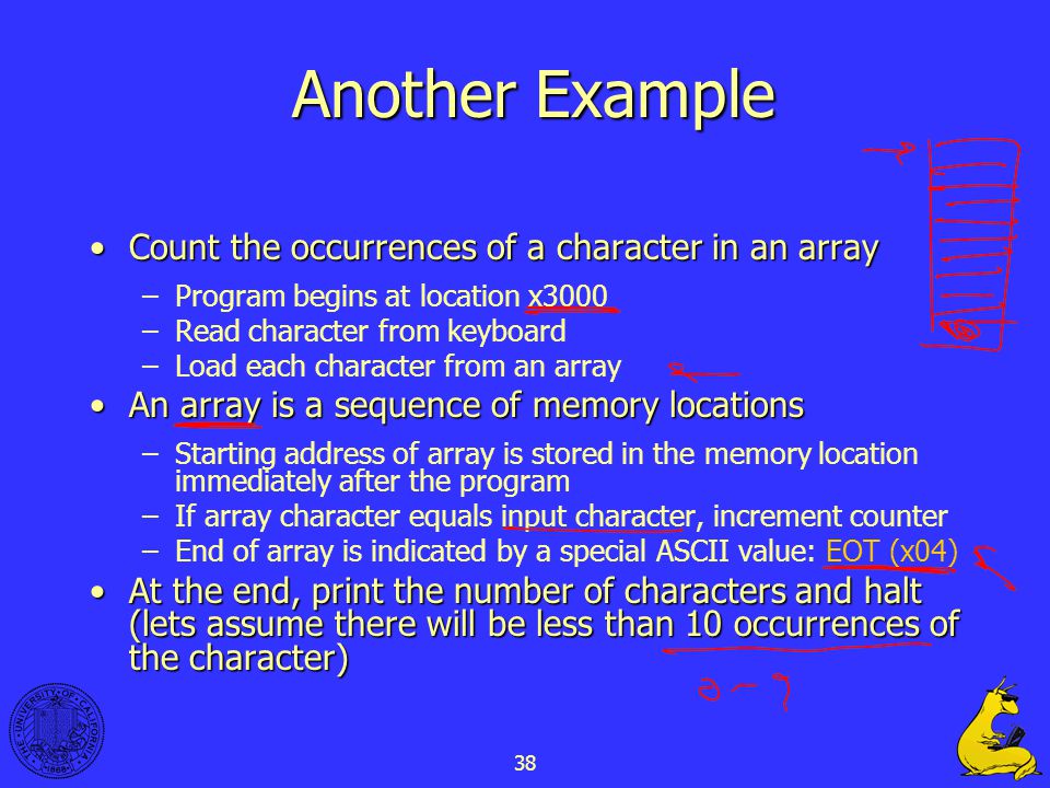 Another Example Count the occurrences of a character in an array