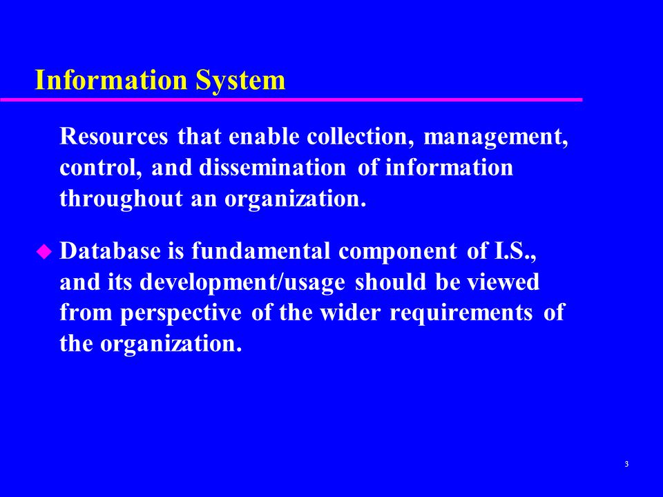 Information System Resources that enable collection, management, control, and dissemination of information throughout an organization.