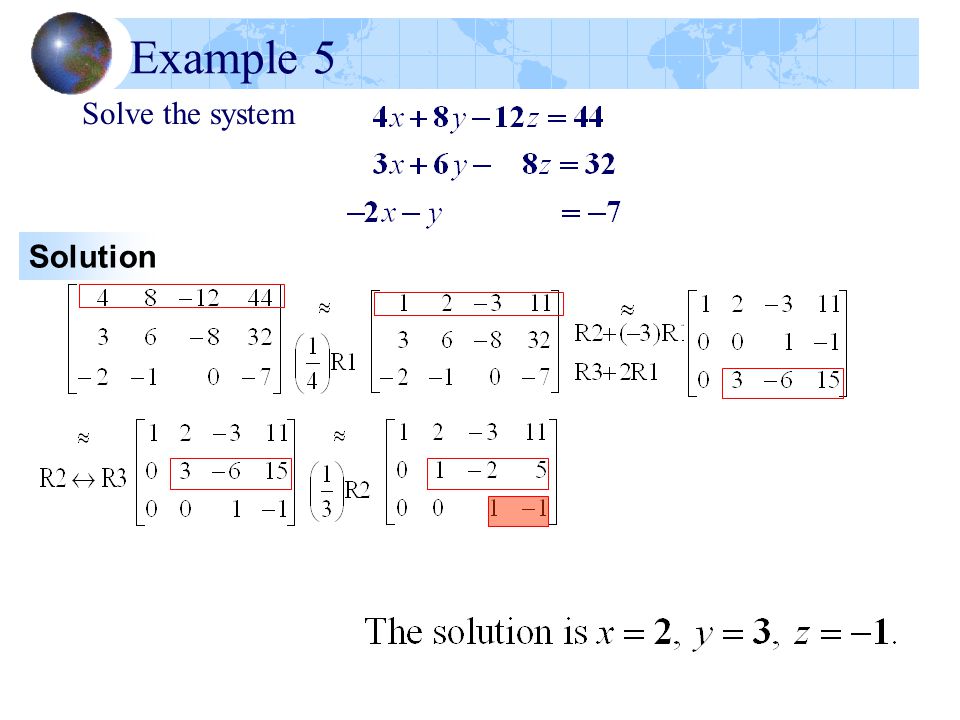 Example 5 Solve the system Solution