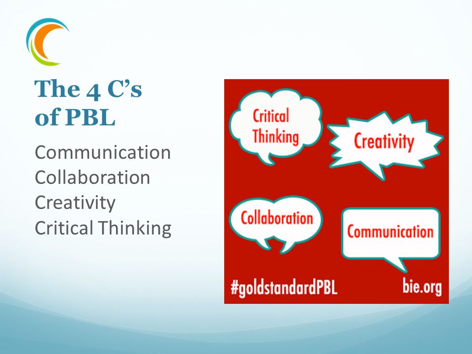 The 4 C’s of PBL Communication Collaboration Creativity Critical Thinking