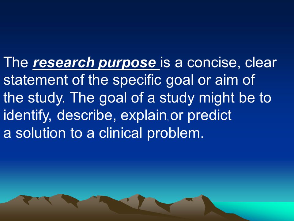 The research purpose is a concise, clear