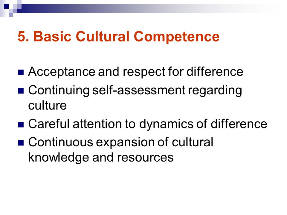 5. Basic Cultural Competence