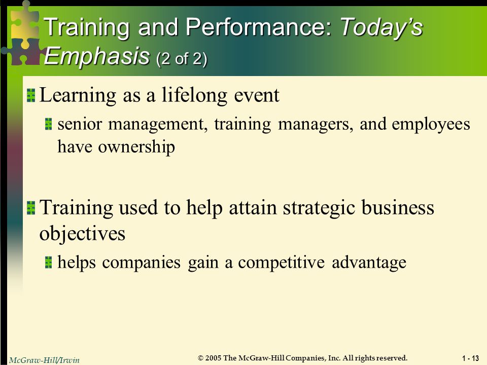 Training and Performance: Today’s Emphasis (2 of 2)