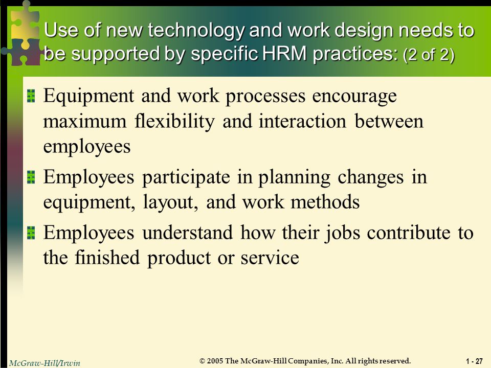 Use of new technology and work design needs to be supported by specific HRM practices: (2 of 2)