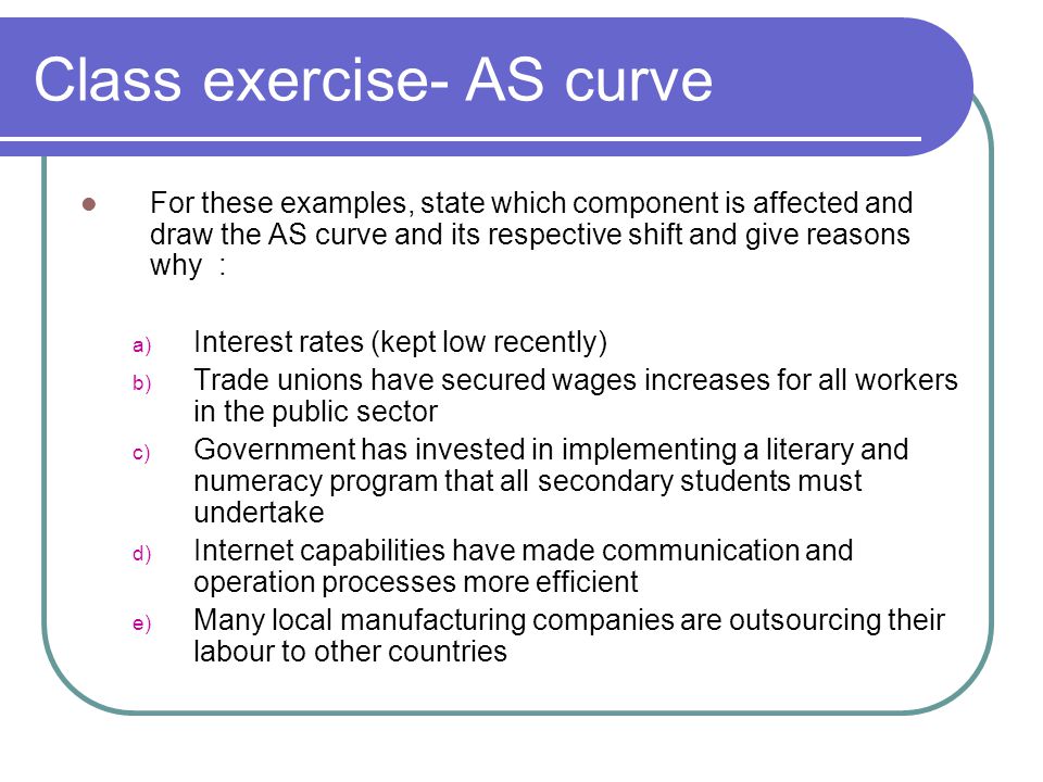 Class exercise- AS curve