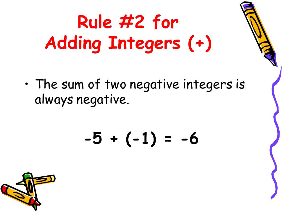 Rule #2 for Adding Integers (+)