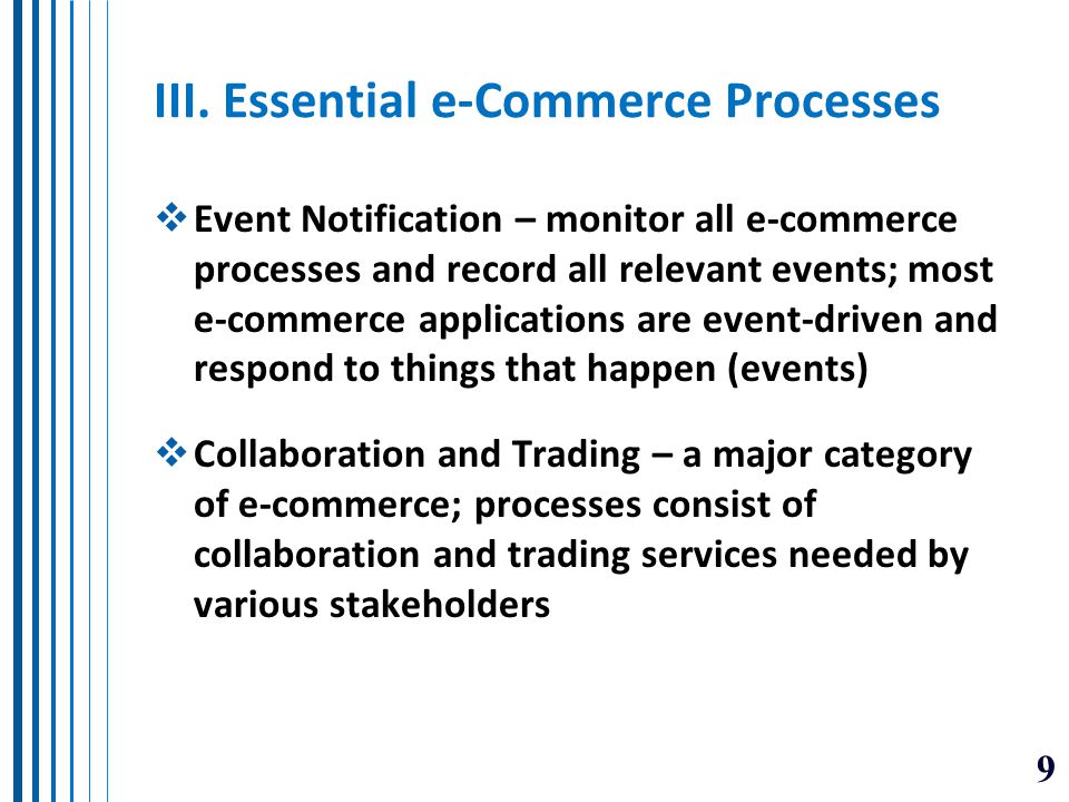 III. Essential e-Commerce Processes