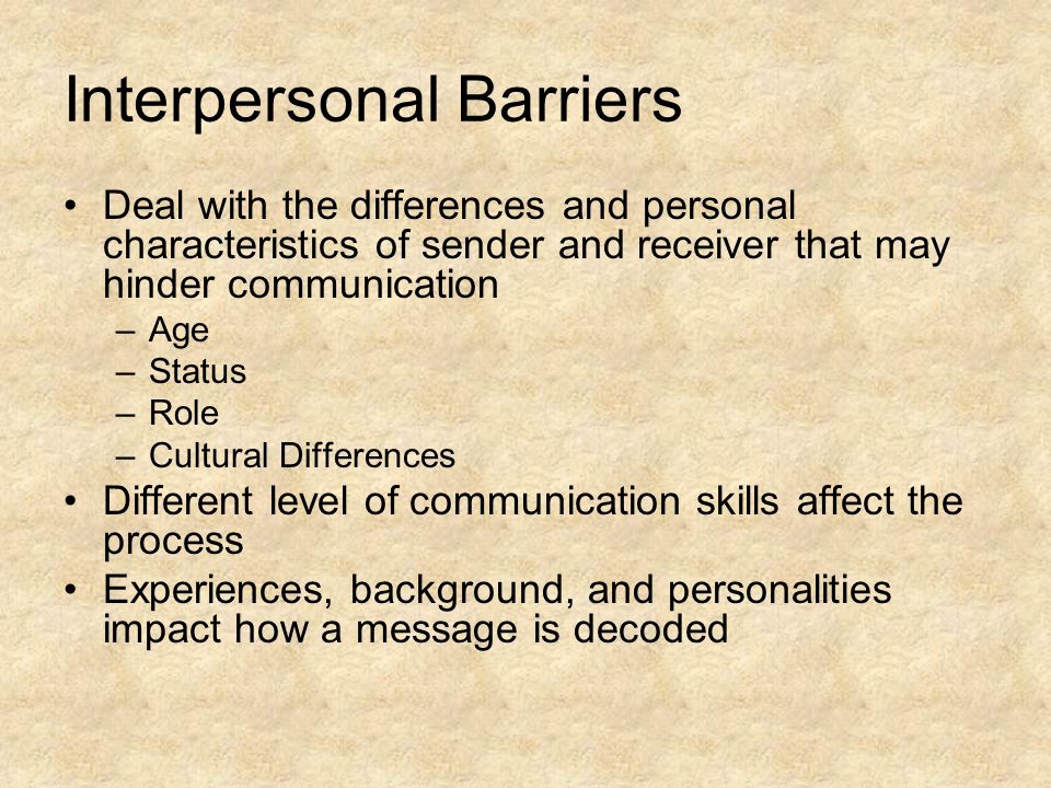 Interpersonal Barriers