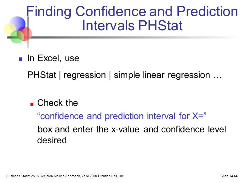 Finding Confidence and Prediction Intervals PHStat
