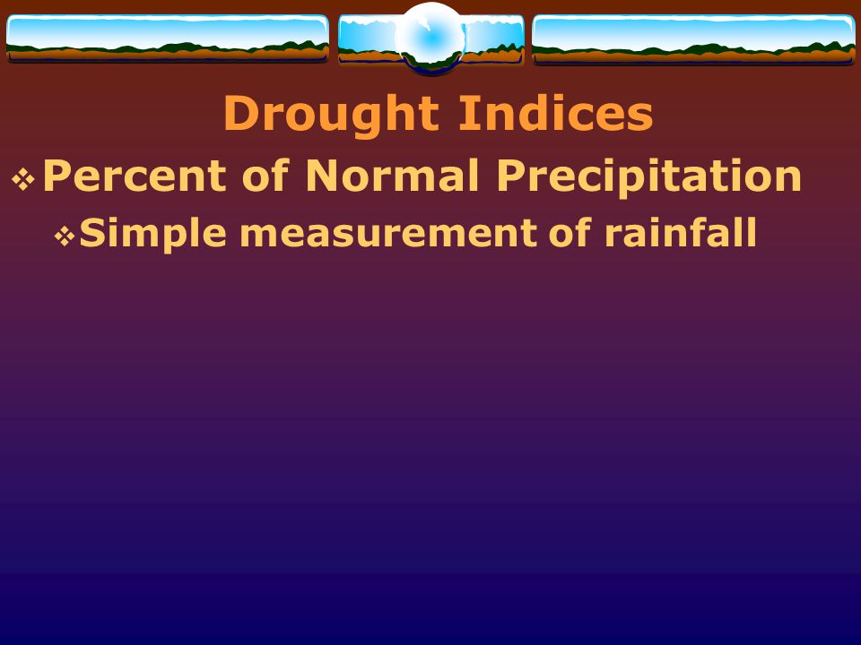 Drought Indices Percent of Normal Precipitation