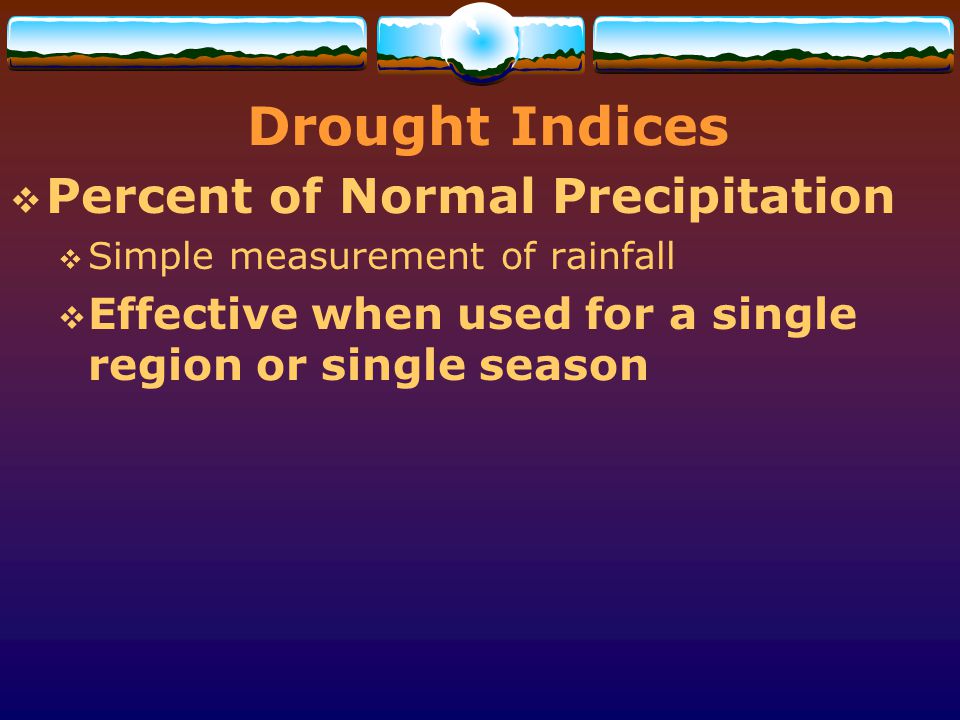 Drought Indices Percent of Normal Precipitation