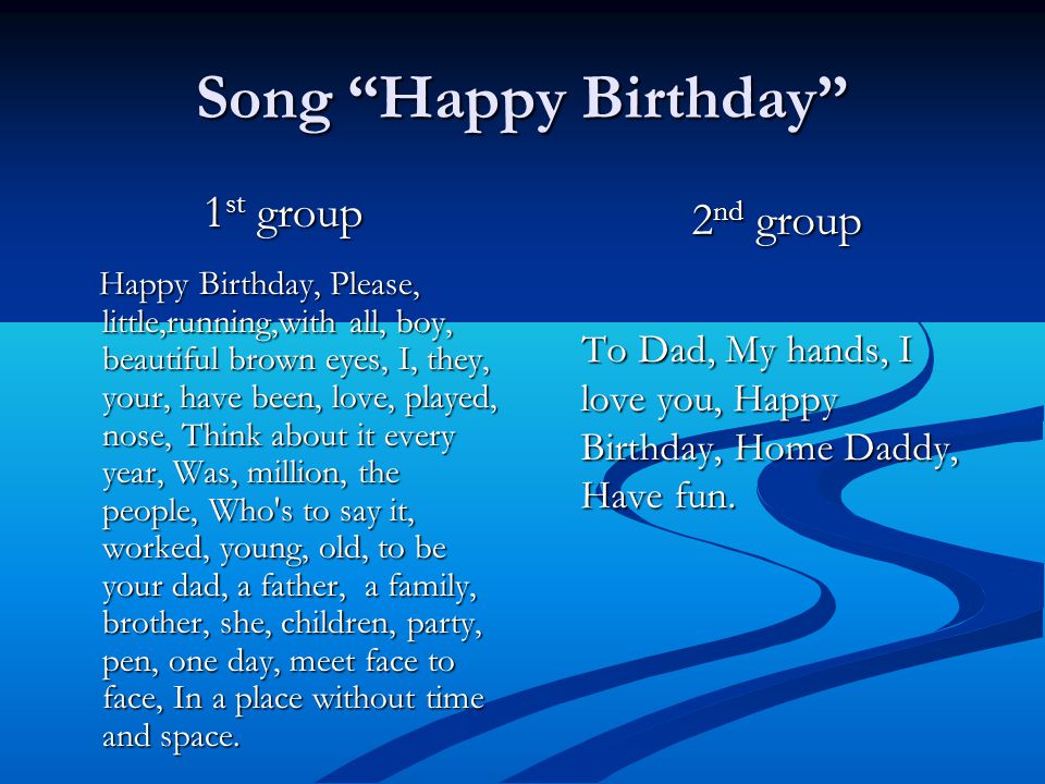 Song Happy Birthday 1st group 2nd group