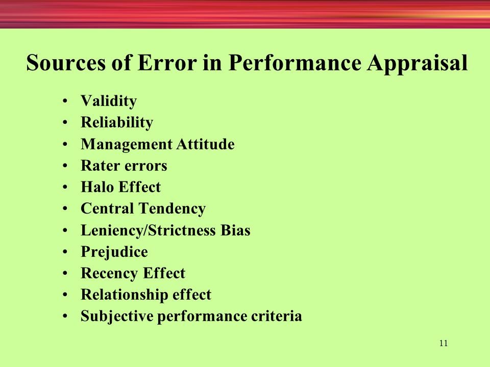 Sources of Error in Performance Appraisal