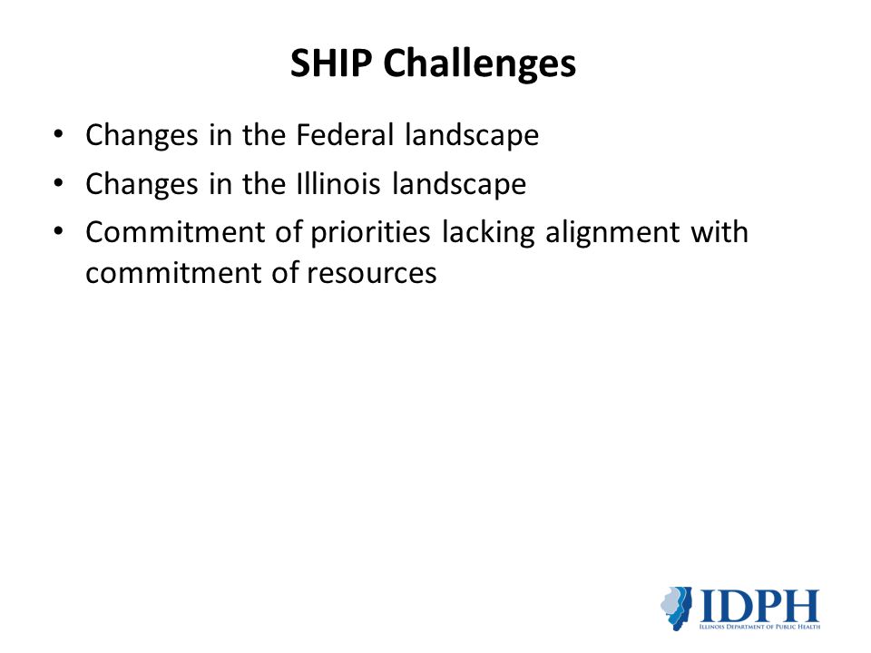 SHIP Challenges Changes in the Federal landscape