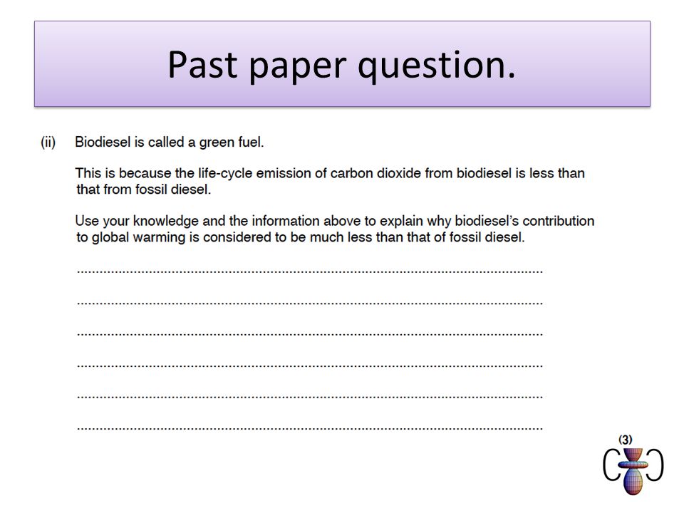 Past paper question.