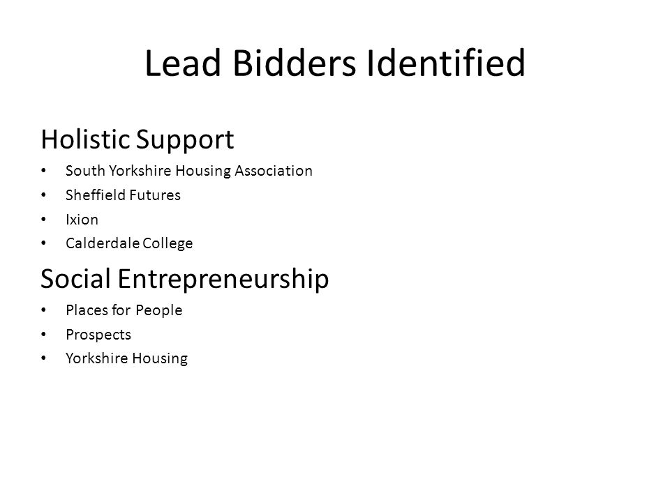 Lead Bidders Identified