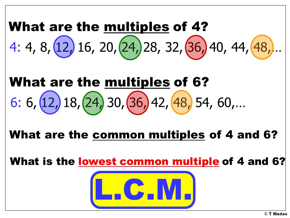 L.C.M. What are the multiples of 4