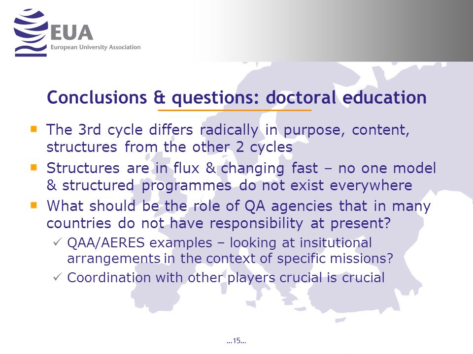 Conclusions & questions: doctoral education
