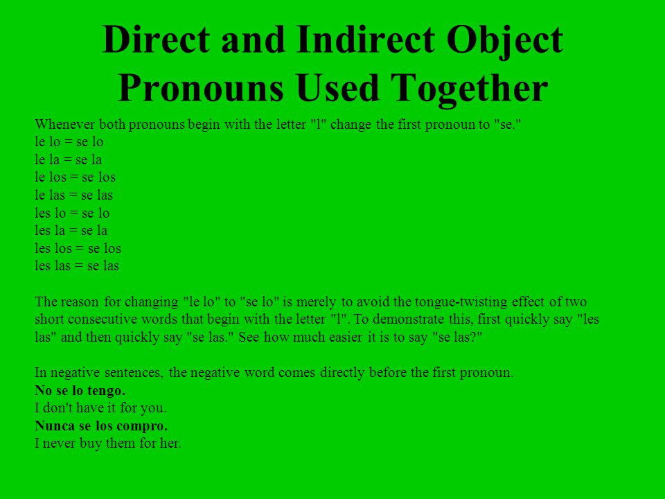 Direct and Indirect Object Pronouns Used Together