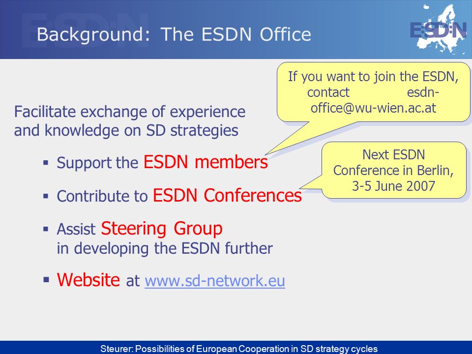 Background: The ESDN Office