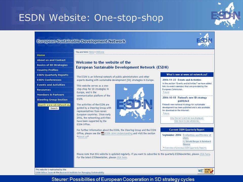 ESDN Website: One-stop-shop