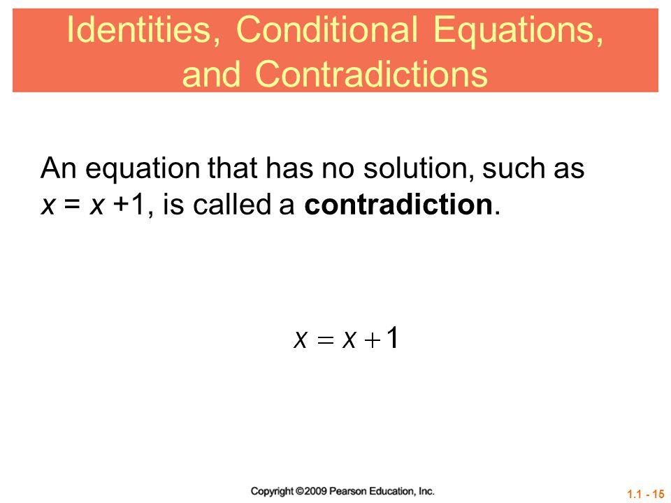Identities, Conditional Equations, and Contradictions