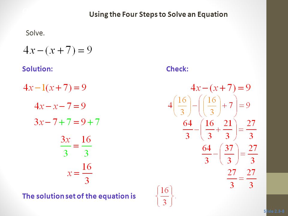 Using the Four Steps to Solve an Equation