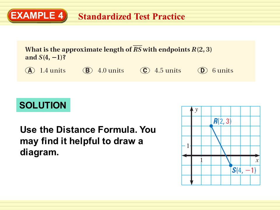 EXAMPLE 4 Standardized Test Practice. SOLUTION. Use the Distance Formula.