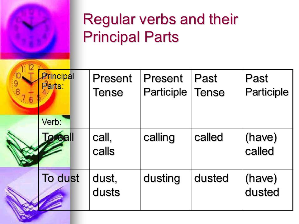 Regular verbs and their Principal Parts